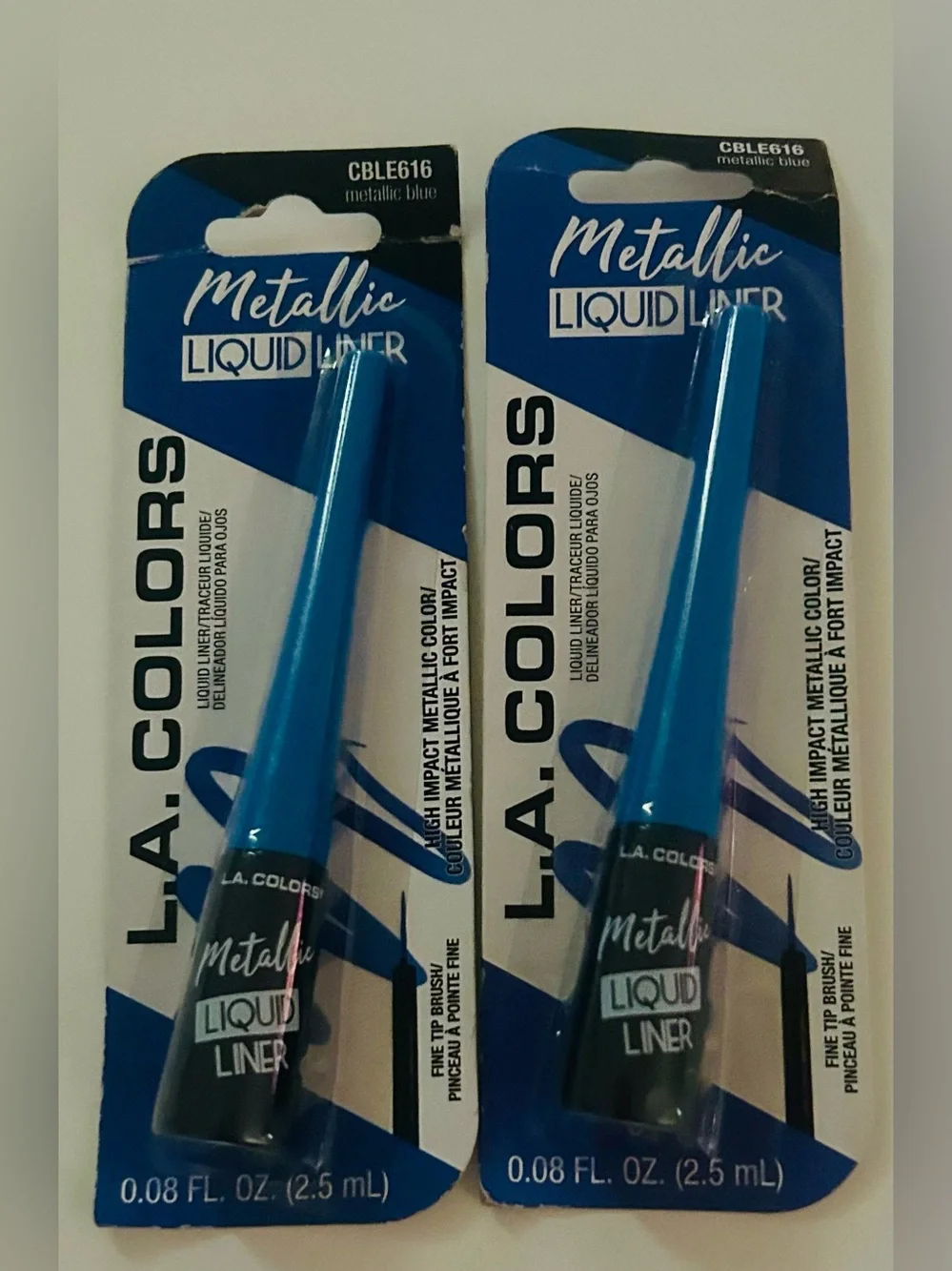 New 2 L. A. Colors Metallic Blue Liquid Liner Sealed Packages 6M after Opening